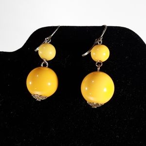 Vintage 1960's Mod Yellow Dangle Earrings